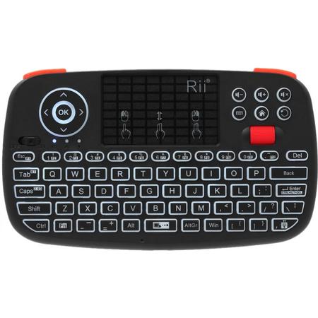 Rii i4 Bluetooth en 2.4GHz Mini Wireless Keyboard met Touchpad Mouse Combo, LED Backlit, Rechargable Li-ion Battery