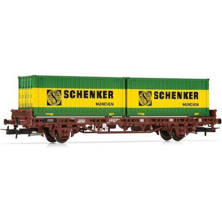 Rivarossi - Db 2-axle Flat Wagon 2 X 20 Container Schenker Epoch Iv