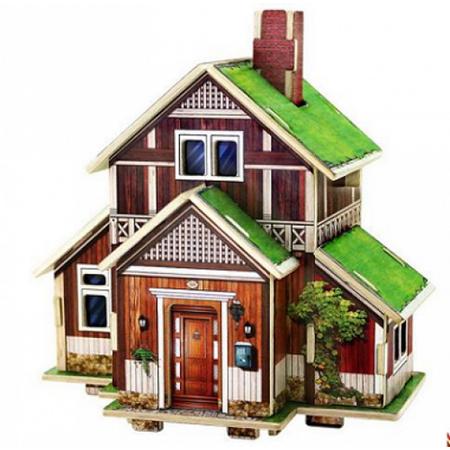Bouwpakket 3D Puzzel Noors Huis gekleurd