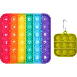 2 Delig - Pop It Set - Regenboog Fidget Toy Met Letters - Sleutelhanger Bubble Pop - Antistress Fidget Toy - Zintuigelijk Spel - Silicone - Angst- En Stress Verlichter