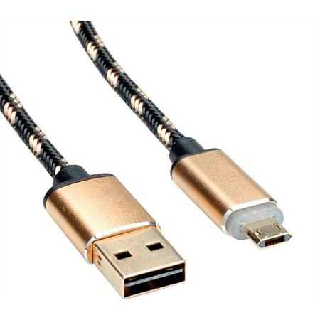 Roline Easy USB naar Easy USB Micro B snellaadkabel met LED - USB2.0 - 1 meter