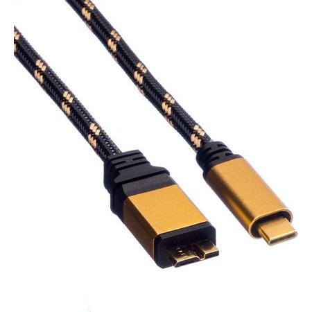 Roline Micro B naar USB-C kabel - USB3.1 Gen 1 - tot 3A - 0,50 meter