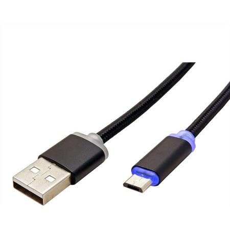 Roline USB naar USB Micro B kabel met laadindicator en nylon mantel - USB2.0 - 1 meter
