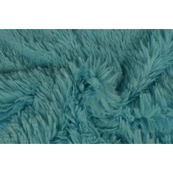 10 meter bont stof - Langharig - Aqua blauw - Pluche stof op rol