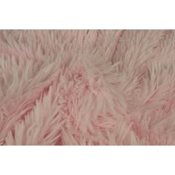 10 meter bont stof - Langharig - Baby roze - Pluche stof op rol