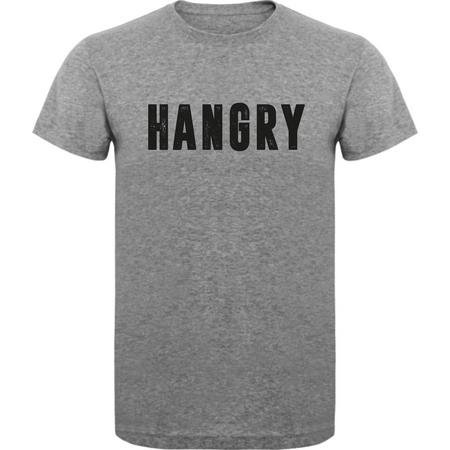 T-Shirt - Casual T-Shirt - Fun T-Shirt - Fun Tekst - Lifestyle T-Shirt - Food - Mood - Hangry - S.Grey - XXL