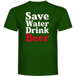 T-Shirt - Casual T-Shirt - Fun T-Shirt - Fun Tekst - Lifestyle T-Shirt - Mood - Bier - Save Water Drink Beer - Bottle Green - XL