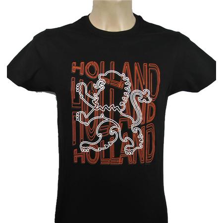 T-Shirt - Casual T-Shirt - Fun T-Shirt - Fun Tekst - Lifestyle T-Shirt - Mood - Koningsdag - Oranje Boven - Leeuw - HOLLAND -Zwart - M