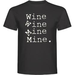 T-Shirt - Casual T-Shirt - Fun T-Shirt - Fun Tekst - Lifestyle T-Shirt - Mood - Wijn - Wine Wine Mine Mine - D.Charcoal  - XXL