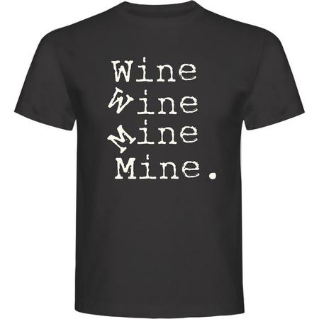 T-Shirt - Casual T-Shirt - Fun T-Shirt - Fun Tekst - Lifestyle T-Shirt - Mood - Wijn - Wine Wine Mine Mine - D.Charcoal  - XXL