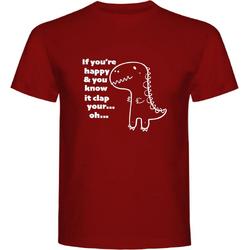 T-Shirt - Casual T-Shirt - Fun T-Shirt - Fun Tekst - Lifestyle T-Shirt - T-Rex - Dino - If Youre Happy - XL