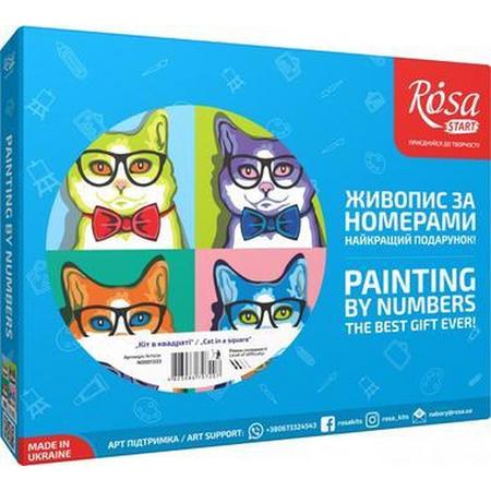 Rosa Start Schilderen op Nummer Katten Vierkanten 35x45 cm