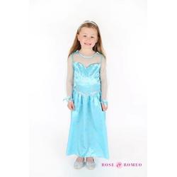 ELsa jurk, blauw/zilver - maat 8-10 jaar (128/ 134/ 140 cm) ( Elsa verkleedjurk)
