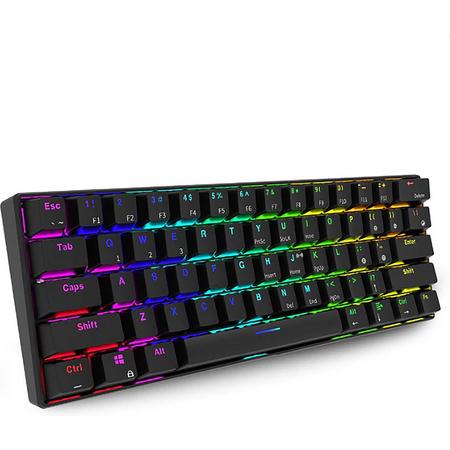 RK61 Gaming Keyboard Zwart - RGB Verlichting - Ergonomisch Mechanisch Gaming Toetsenbord Met Draadloos Verbinding - Qwerty - 60% Met Multimedia Toetsen - Brown Switches