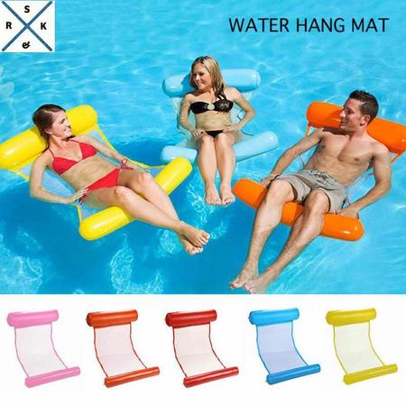 WaterHangmat- Rs&k Waterspeelgoed- Opblaasbare Waterhangmat- Zwembad - Opblaasbaar Voeten en Hoofdkussen stuk - Zwembad Lucht bed - Rood