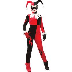   - Harley Quinn Kostuum - Harley Quinn Kostuum Vrouw - rood,zwart,wit / beige - Medium / Large - Carnavalskleding - Verkleedkleding
