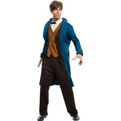   - Harry Potter Kostuum - Newt Scamander Kostuum - blauw,bruin - Medium / Large - Carnavalskleding - Verkleedkleding