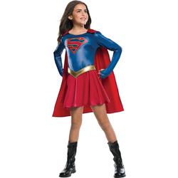   - Superwoman & Supergirl Kostuum - Supergirl Tv Series Kostuum Meisje - blauw,rood,goud - Maat 128 - Carnavalskleding - Verkleedkleding