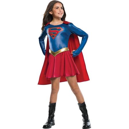 Rubies - Superwoman & Supergirl Kostuum - Supergirl Tv Series Kostuum Meisje - blauw,rood,goud - Maat 128 - Carnavalskleding - Verkleedkleding