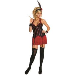   Sexy Playboy Flapper Kostuum Dames Zwart/rood Maat S