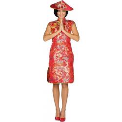   Verkleedjurk Azië Dames Polyester Rood/goud Maat 40