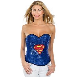 Supergirl Sequin Corset - Kostuum Volwassenen - Maat S - 34/36