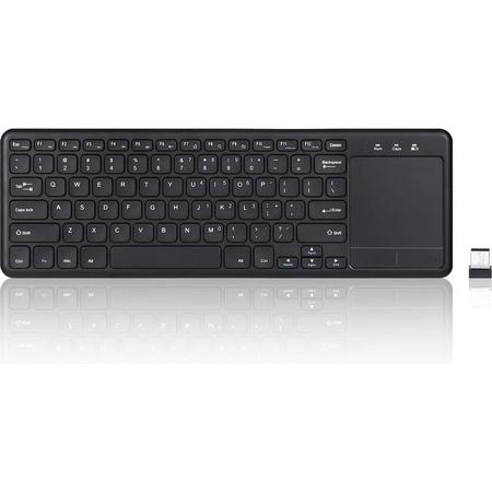 SAMTECH Toetsenbord Draadloos (2.4Ghz) met touchpad - universeel keyboard - geschikt voor o.a. TV, Tablet, Mobiel, Apple Macbook, PC, Dell, en Samsung - Zwart
