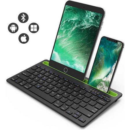 SAMTECH Toetsenbord Draadloos met Bluetooth 3.0 - Universeel Oplaadbaar Keyboard - Geschikt voor o.a. Tablet, Mobiel, Ipad, Apple Iphone, en Samsung - Zwart