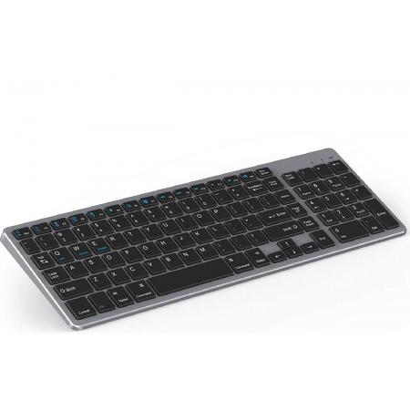 SAMTECH Toetsenbord Draadloos met Bluetooth 3.0 - universeel keyboard - geschikt voor o.a. Surface, Apple Macbook, PC, Dell, HP, en Samsung – Space Gray
