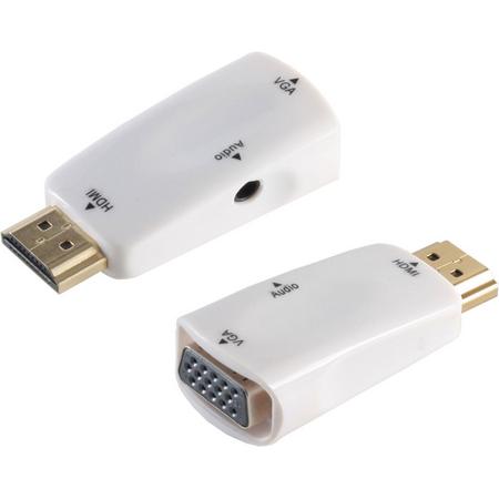 S-Conn 10-01001 kabeladapter/verloopstukje HDMI A VGA / 3.5mm Wit