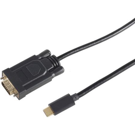 S-Conn 10-59045 video kabel adapter 3 m USB C VGA (D-Sub) Zwart