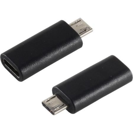 S-Conn 14-05019 kabeladapter/verloopstukje USB 2.0 MicroB USB 3.1 C Zwart
