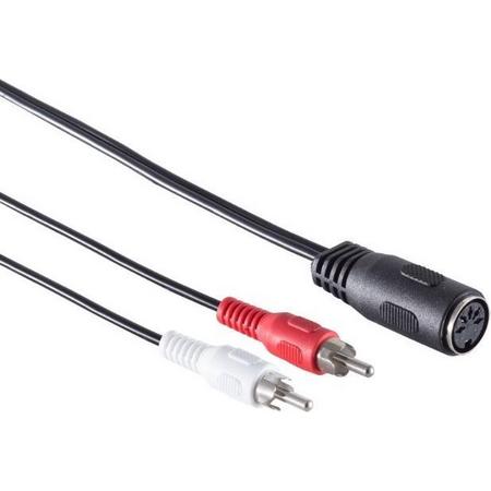 S-Impuls DIN 5-pins (v) - Tulp stereo 2RCA (m) audio adapter (opnemen) / zwart - 0,20 meter