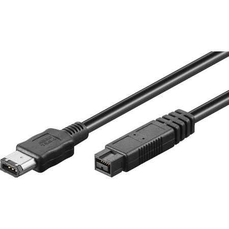 S-Impuls FireWire 400-800 kabel met 6-pins - 9-pins connectoren / zwart - 3 meter