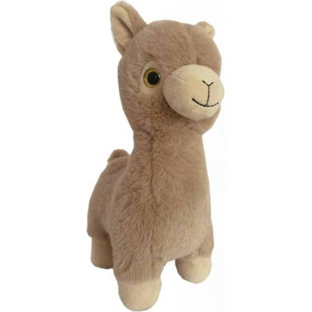 Pluche speelgoed knuffeldier Bruine Lama van 27 cm