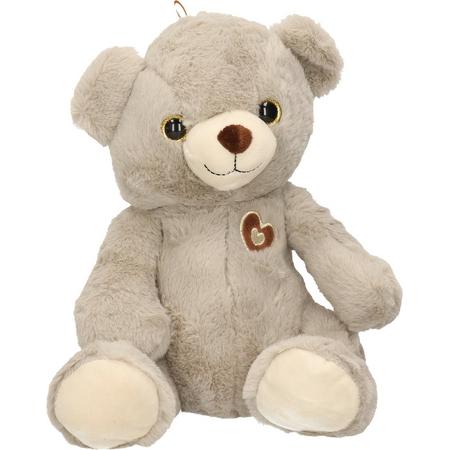 Pluche speelgoed knuffeldier Teddybeer grijs van 28 cm