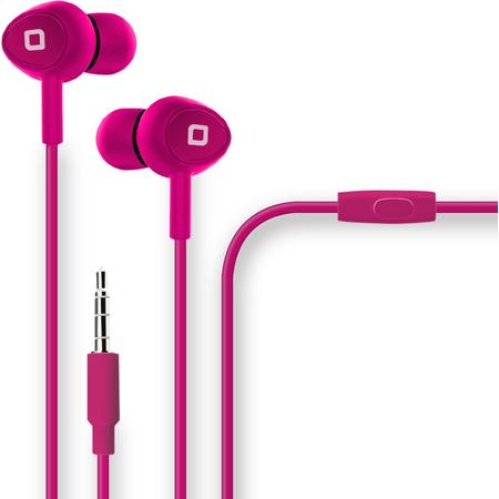 SBS Earphone with answer/ end button tube paper packaging pink color