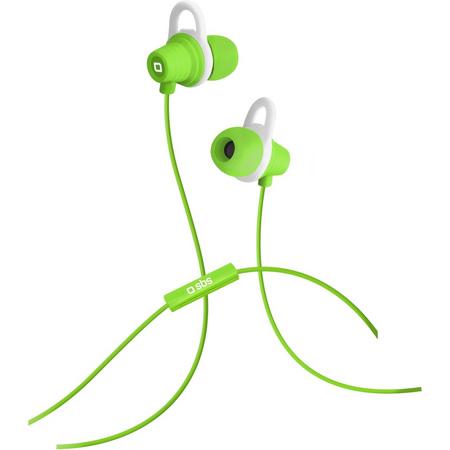 SBS Stereo earset Mix 25 jack 35 mm integrated microphone integrated start / end call button green color