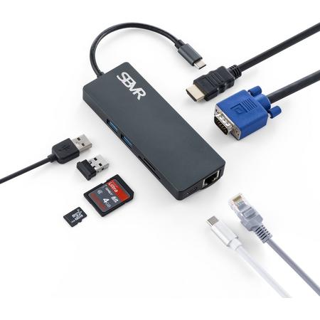 SBVR Premium 8 in 1 Type-C Multifunctionele Hub Adapter - Incl. HDMI & Ethernet