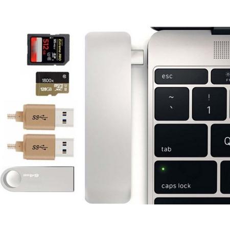 Type-C USB Combo Hub - Space Grey - 3x USB - 1x SD - 1x Micro SD - Macbook Pro / Surface Book / Dell XPS / Asus Zenbook / MSI / Lenovo Yoga / HP Spectre / Samsung S9 / Plus / S8