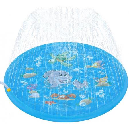 Watermat met fontein - Speelmat - Water speelgoed - Watermat - Speelmat - Splashmat - Opblaas Speelgoed -  Kinder Zwembad - Honden mat - Honden speelgoed -  Blauw – 170 cm