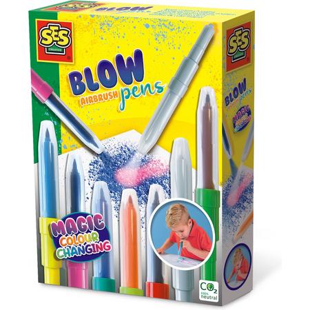 SES - Blow airbrush pens - Magisch kleurveranderen - tweekleurige blaasstiften - goed uitwasbaar - met kleur veranderende blaasstift