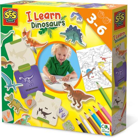 SES - Ik leer - dinosaurussen - knutselen en puzzelen - leren over 12 dinos - inclusief kleurpotloden, kleurplaat en stickers