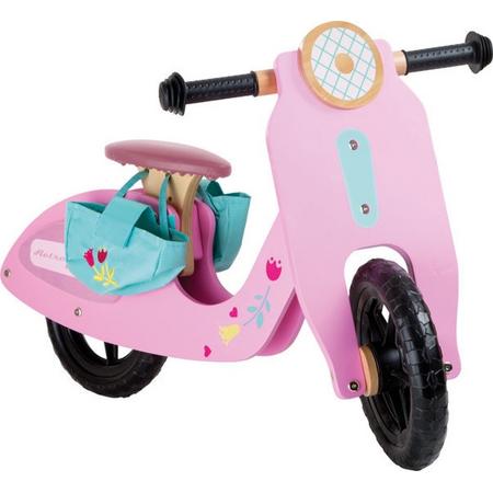 Houten loopfiets meisjes - Pink Speedster - zithoogte 35cm - houten meisjes speelgoed vanaf 3 jaar