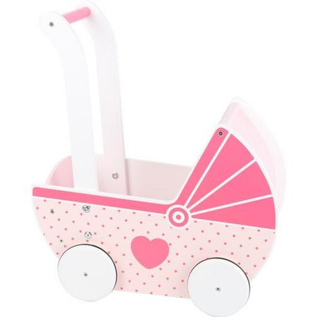 Houten poppenwagentje meisje roze -  Girls Dream - liefdevol beschilderd - Houten speelgoed meisje 3 jaar