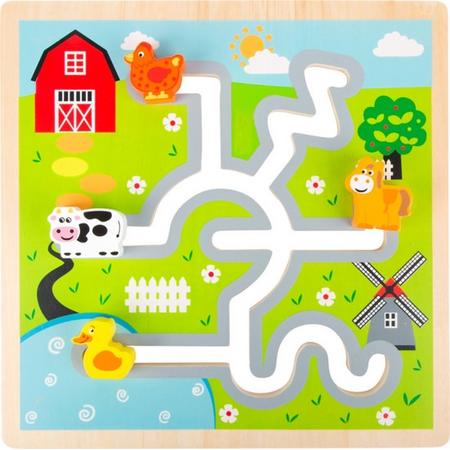 Houten puzzel boerderij doolhof - Kinderpuzzel vanaf 1 jaar
