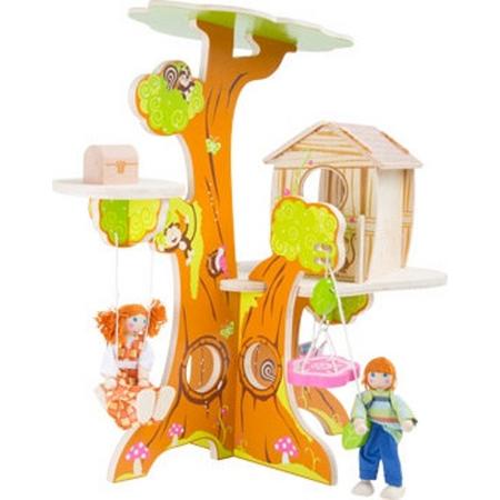 Houten speelgoed - Boomhut met buigzame poppen - Speelgoed vanaf 3 jaar