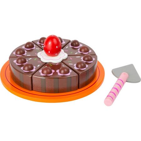 Houten speelgoed eten en drinken - Chocolade cake speelset - FSC - Houten speelgoed vanaf 3 jaar