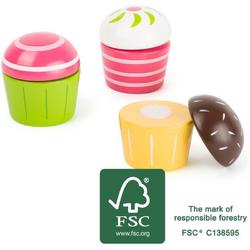 Houten speelgoed eten en drinken - Cupcakes - FSC - Houten speelgoed vanaf 3 jaar