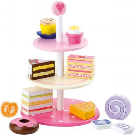 Houten speelgoed eten en drinken - Etagère (taart toren) - 11 stuks - Houten speelgoed vanaf 3 jaar